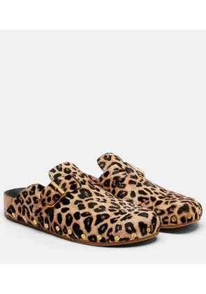 Veronica Beard Fern leopard-print calf hair mules