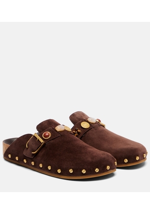 Veronica Beard Fern embellished suede mules