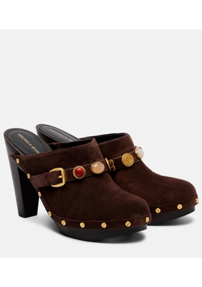Veronica Beard Giana embellished suede platform mules