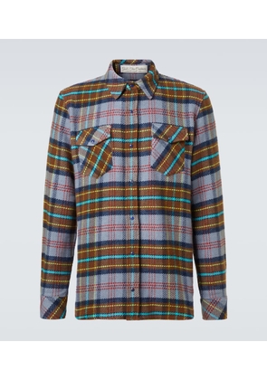 God's True Cashmere Plaid cashmere shirt with lapis lazuli