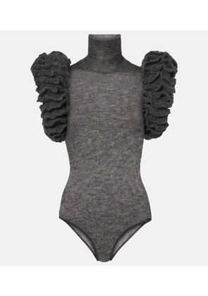 Alaia Ruffled mohair and wool-blend bodysuit