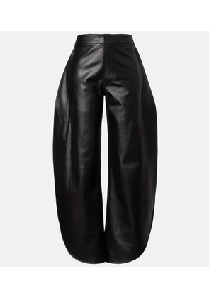 Alaia High-rise leather barrel-leg pants
