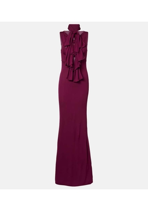 Alaia Bow-detail halterneck jersey gown