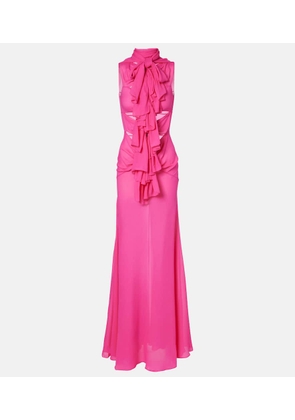 Alaia Cutout ruffled jersey gown