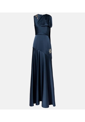 Erdem Embellished scarf-detail satin cady gown
