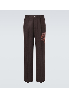 Dries Van Noten Embroidered wool wide-leg pants