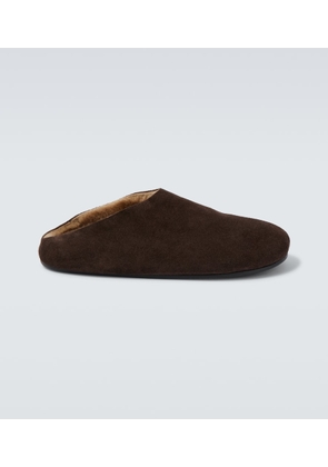 The Row Hudson shearling-lined suede mules