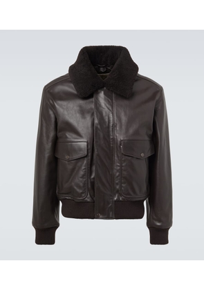 Lemaire Shearling-trimmed leather blouson jacket