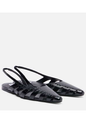 Alaia Croc-effect leather slingback flats