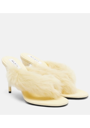 Alaia Shearling and leather thong sandals
