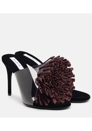 Alaia Floral-applique asymmetric mules