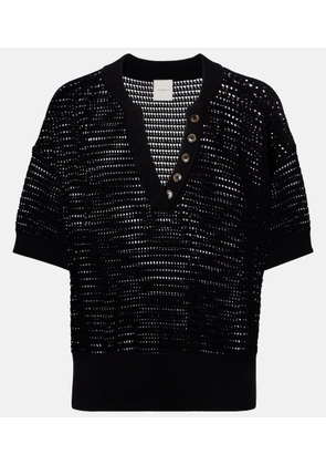 Varley Callie open-knit cotton mesh top