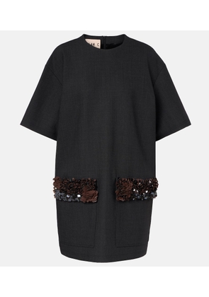 Plan C Sequined wool-blend minidress