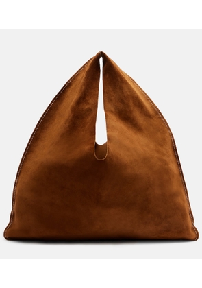 The Row Bindle Small suede tote bag
