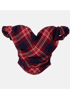 Vivienne Westwood Sunday off-shoulder plaid bustier top