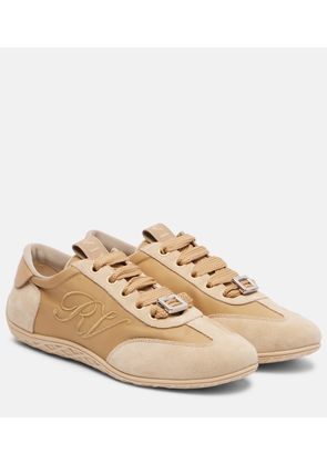 Roger Vivier Viv Low leather-trimmed satin sneakers