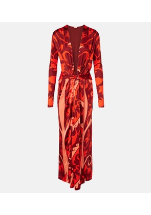 Johanna Ortiz Gathered printed jersey midi dress
