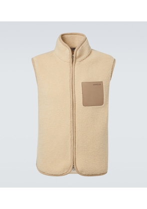 Moncler Leather-trimmed teddy vest
