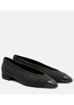 Loro Piana Rebecca leather-trimmed tweed ballet flats