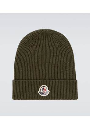 Moncler Logo ribbed-knit virgin wool beanie
