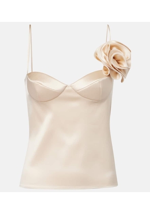 Magda Butrym Floral-applique silk-blend satin top