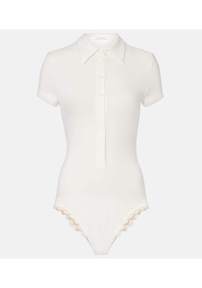 Magda Butrym Crochet-trimmed cotton-blend bodysuit