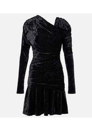 Ganni Ruched asymmetric velvet minidress
