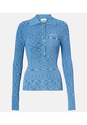 Ganni Space-dyed polo sweater