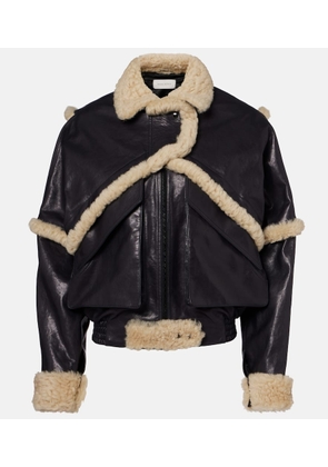 Magda Butrym Shearling-trimmed leather bomber jacket