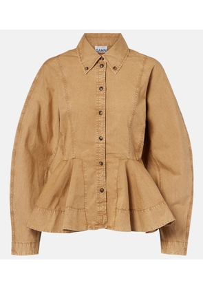 Ganni Peplum cotton-blend shirt