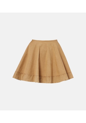 Ganni Flared cotton-blend miniskirt