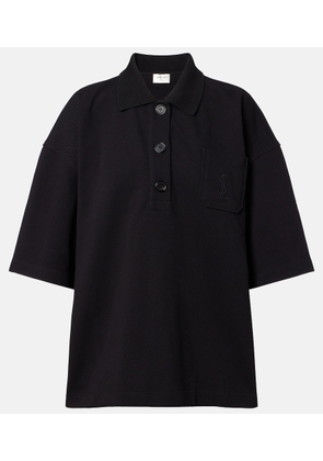 Saint Laurent Embroidered oversized cotton polo shirt