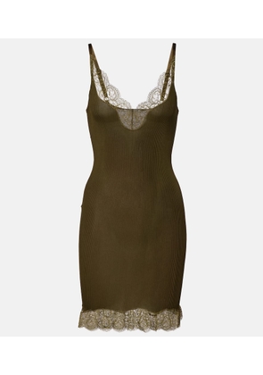 Saint Laurent Lace-trimmed silk jersey slip dress