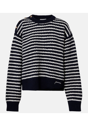 Ganni Striped wool and cotton sweater