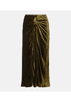 Dries Van Noten Draped velvet midi skirt
