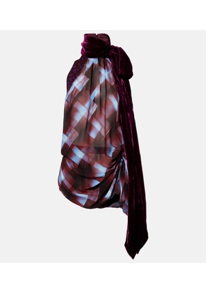 Dries Van Noten Checked scarf-detail halterneck top