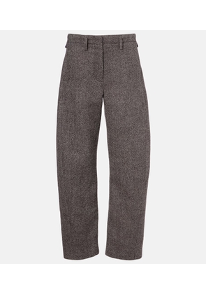 Magda Butrym Low-rise herringbone wool-blend barrel-leg pants