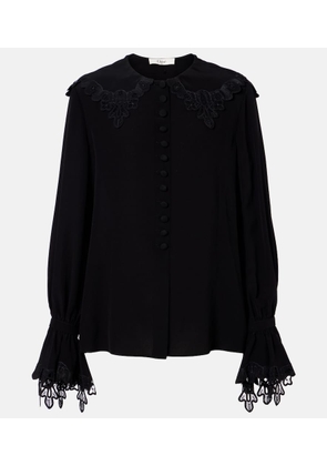 Chloe Embroidered silk crepe de chine blouse