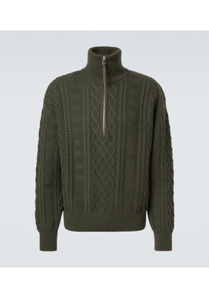 Loewe Aran-knit wool half-zip turtleneck sweater