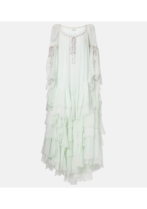 Chloe Ruffled tiered silk muslin gown