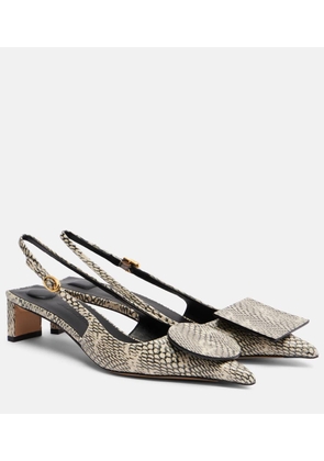 Jacquemus Duelo snake-effect leather slingback pumps
