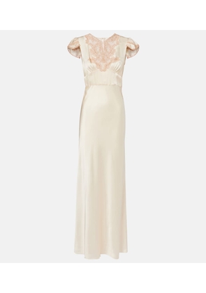 Chloe Lace-trimmed silk satin maxi dress