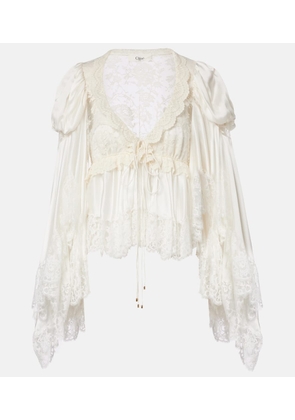 Chloe Lace-trimmed silk satin top