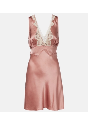 Chloe Lace-trimmed silk satin minidress