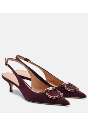 Ferragamo Sara 40 Gancini suede slingback pumps