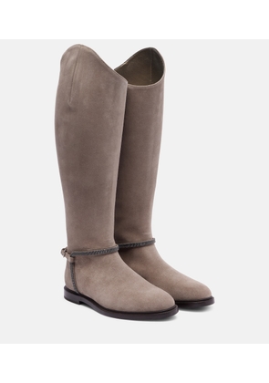 Brunello Cucinelli Monili suede knee-high boots