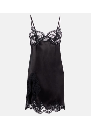 Dolce&Gabbana Lace-trimmed silk-blend satin slip dress