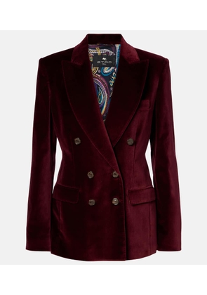 Etro Double-breasted cotton velvet blazer