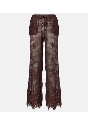 Melissa Odabash Etta cotton-blend lace wide-leg pants