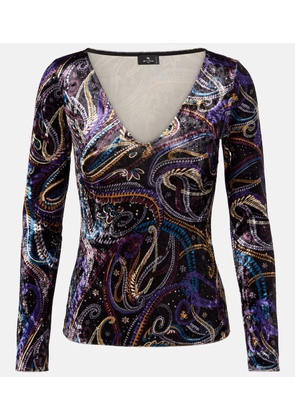 Etro Paisley velvet top